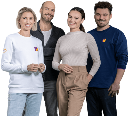 All-round service from LoeschPack Four people standing side by side