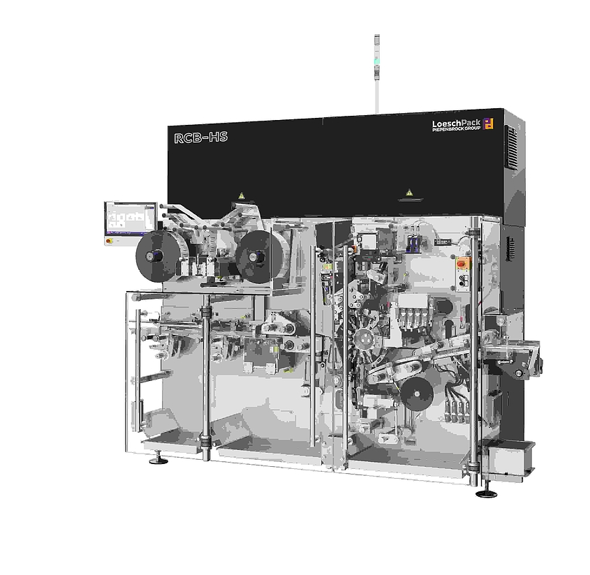 Horizontale Schlauchbeutelmaschine RCB-HS von LoeschPack zur Verpackung von Riegeln und Snacks