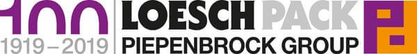 LoeschPack 100th anniversary logo Combination of LoeschPack logo and years for the 100th anniversary.